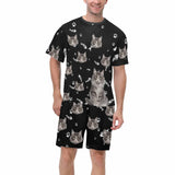 PRICE DROP-Personalized Pet Face Couple Pajamas Custom Cute Cat Couple Matching Crew Neck Short Pajama Set