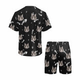 PRICE DROP-Personalized Pet Face Couple Pajamas Custom Cute Cat Couple Matching Crew Neck Short Pajama Set