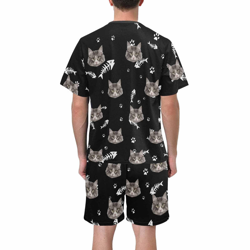 PRICE DROP-Personalized Pet Face Couple Pajamas Custom Cute Cat Couple Matching Crew Neck Short Pajama Set