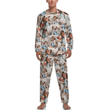 [Up to 5 Photots] Personalized Photo Pajamas Custom Photo Crewneck Long Pajama Set&Couple Matching Pajamas