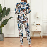 [Up to 5 Photots] Personalized Photo Pajamas Custom Photo Crewneck Long Pajama Set&Couple Matching Pajamas