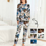 [Up to 5 Photots] Personalized Photo Pajamas Custom Photo Crewneck Long Pajama Set&Couple Matching Pajamas