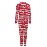 【Special Christmas Sale】Custom Boyfriend Face Christmas Pattern Sleepwear Personalized Women's Slumber Party Crewneck Long Pajamas Set