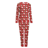 【Special Christmas Sale】Custom Boyfriend Face Pajamas Love Heart Christmas Hat Sleepwear Personalized Women's Crewneck Long Pajamas Set