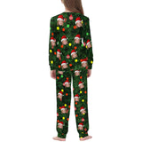 [Discount - limited time]SO HOT!!! Custom Face Pajama Green Background Christmas Sleepwear Personalized Men Women's Long Pajama Set