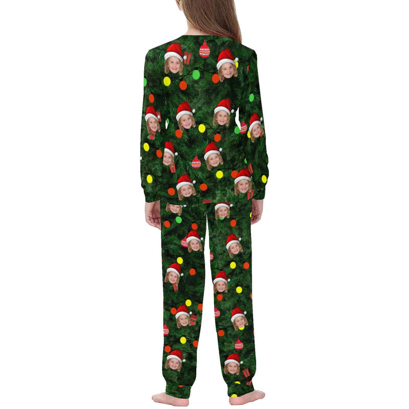 [Discount - limited time]SO HOT!!! Custom Face Pajama Green Background Christmas Sleepwear Personalized Men Women's Long Pajama Set