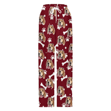 Custom Dog Face Dog Bone Pajama Pants and Pet Dog Bandana