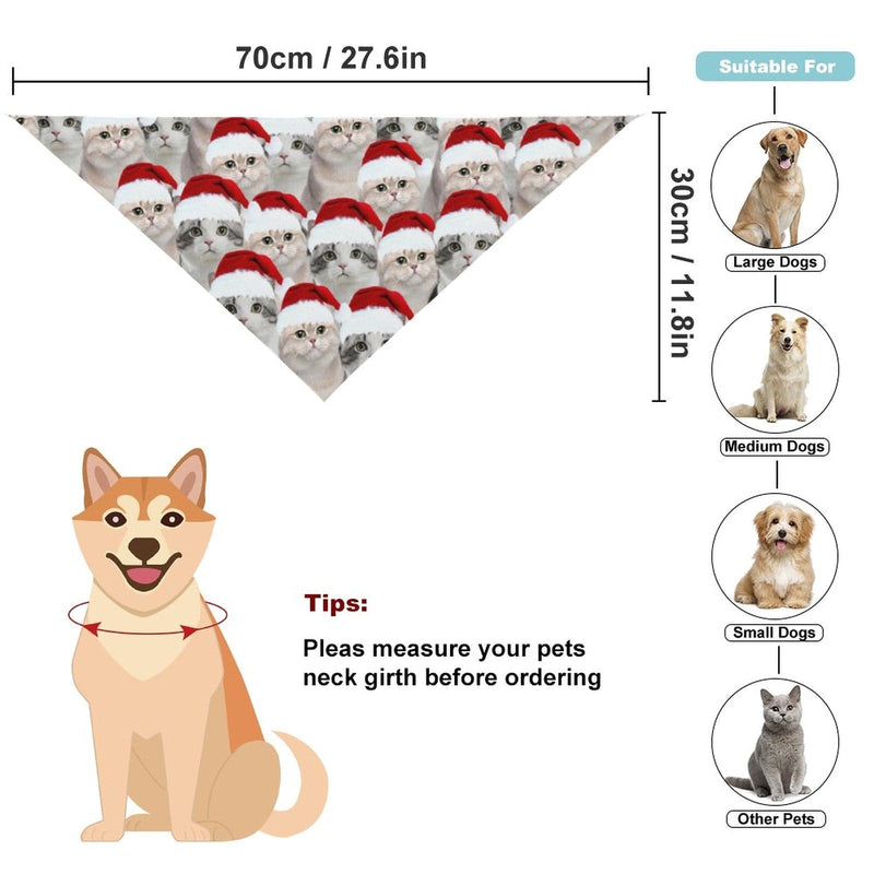 Custom Face Cat Christmas Red Hat Pajama Pants and Pet Dog Bandana