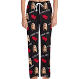 Custom Face Red Heart&I Love You Pajama Pants and Pet Dog Bandana