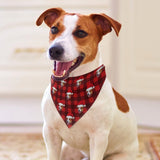 Custom Face Red Plaid Christmas Hat Pajama Pants and Pet Dog Bandana