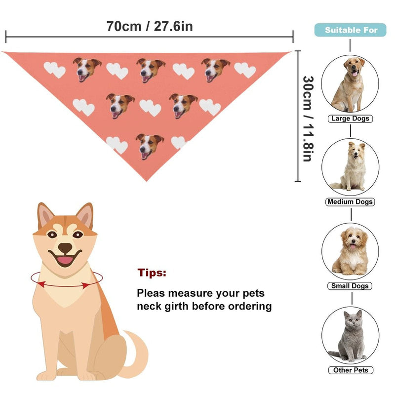 Custom Face White Heart Pink Background Pajama Pants and Pet Dog Bandana