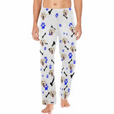 Custom Couple Face Dog Bone Paw Print Sleepwear Personalized Women's&Men's Slumber Party Long Pajama Pants