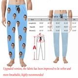 Custom Face Long Pajama Pants Simple Blue Personalized Men's Slumber Party Sleepwear