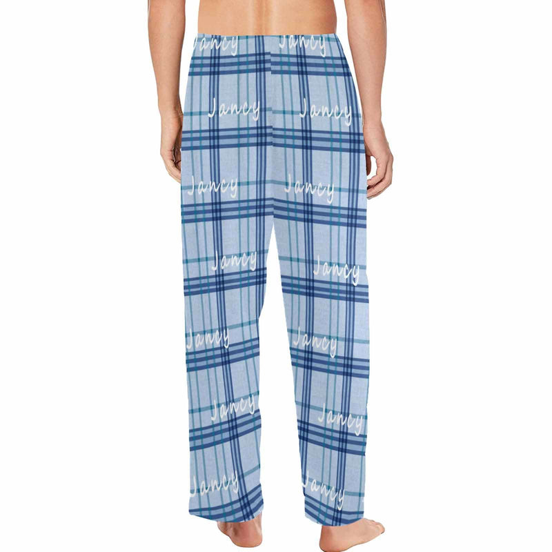 Custom Name Black&Blue Lattice Sleepwear Personalized Men's Slumber Party Long Pajama Pants