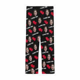 [TikTok Recommended] Custom Couple Face Heart Lover Sleepwear Personalized Women's&Men's Slumber Party Long Pajama Pants