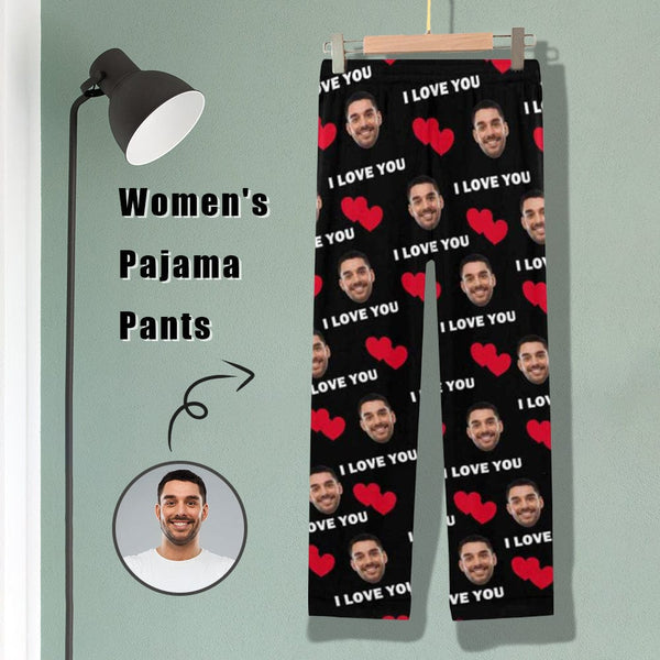 Custom Couple Face Heart Lover Women's&Men's Long Pajama Pants