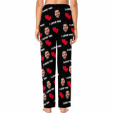 [TikTok Recommended] Custom Couple Face Heart Lover Sleepwear Personalized Women's&Men's Slumber Party Long Pajama Pants