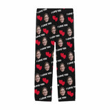 [TikTok Recommended] Custom Couple Face Heart Lover Sleepwear Personalized Women's&Men's Slumber Party Long Pajama Pants