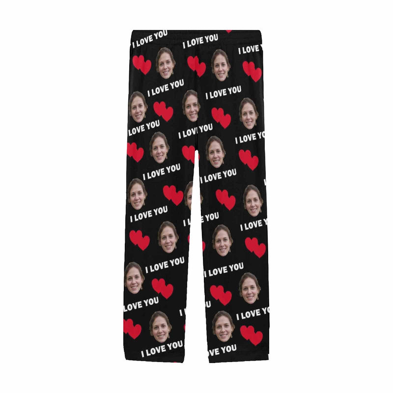 [TikTok Recommended] Custom Couple Face Heart Lover Sleepwear Personalized Women's&Men's Slumber Party Long Pajama Pants