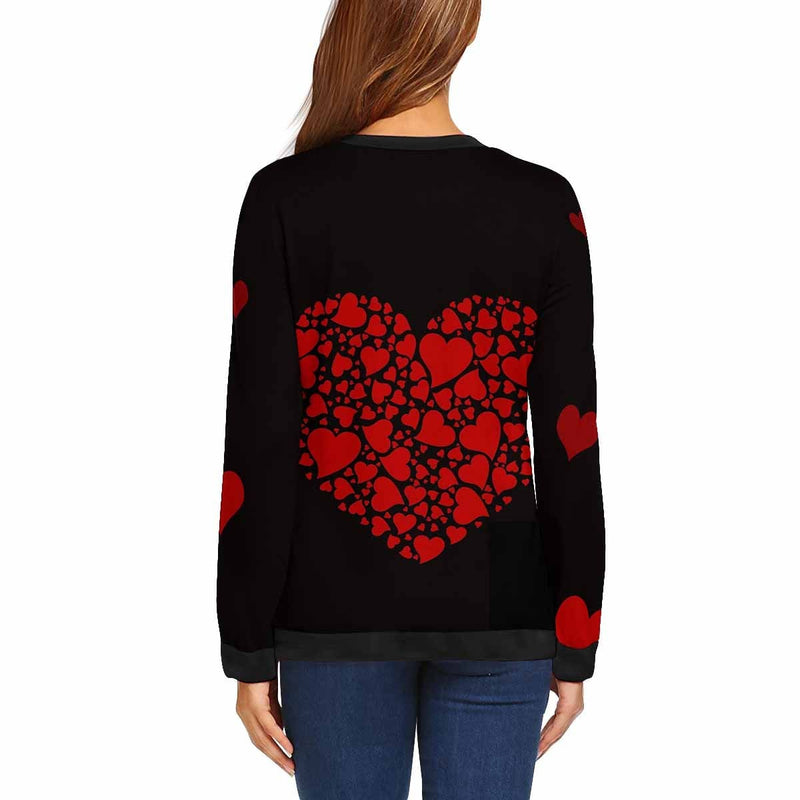 Custom Face Forever Love Women's Casual Crewneck Sweatshirt Personalized Long Sleeve Loose Sweatshirt