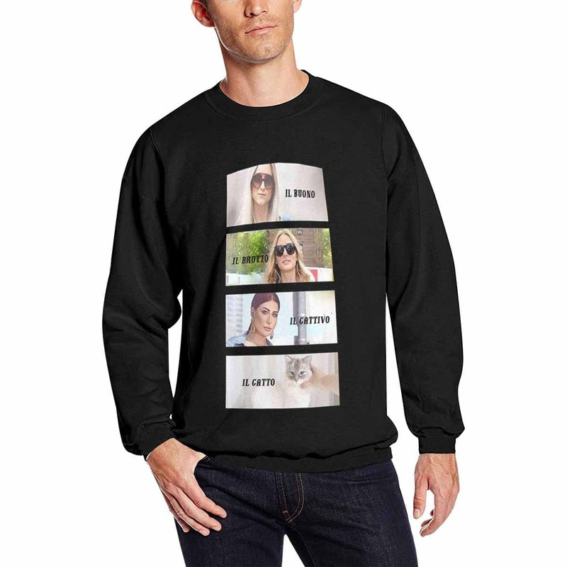 Custom Photo Couple Sweatshirt Personalized Stitching Matching Loose Sweatshirt for Him and Her Unisex Couple Crewneck Long Sleeve T-shirt