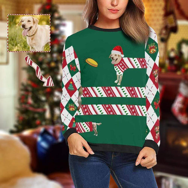 Personalized Face Play Games Ugly Women's Christmas Sweatshirts, Gift For Christmas Custom face Sweatshirt, Ugly Couple Sweatshirts