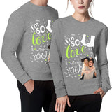 Custom Photo Couple Sweatshirt Personalized Love You Matching Loose Sweatshirt for Him and Her Unisex Couple Crewneck Long Sleeve T-shirt