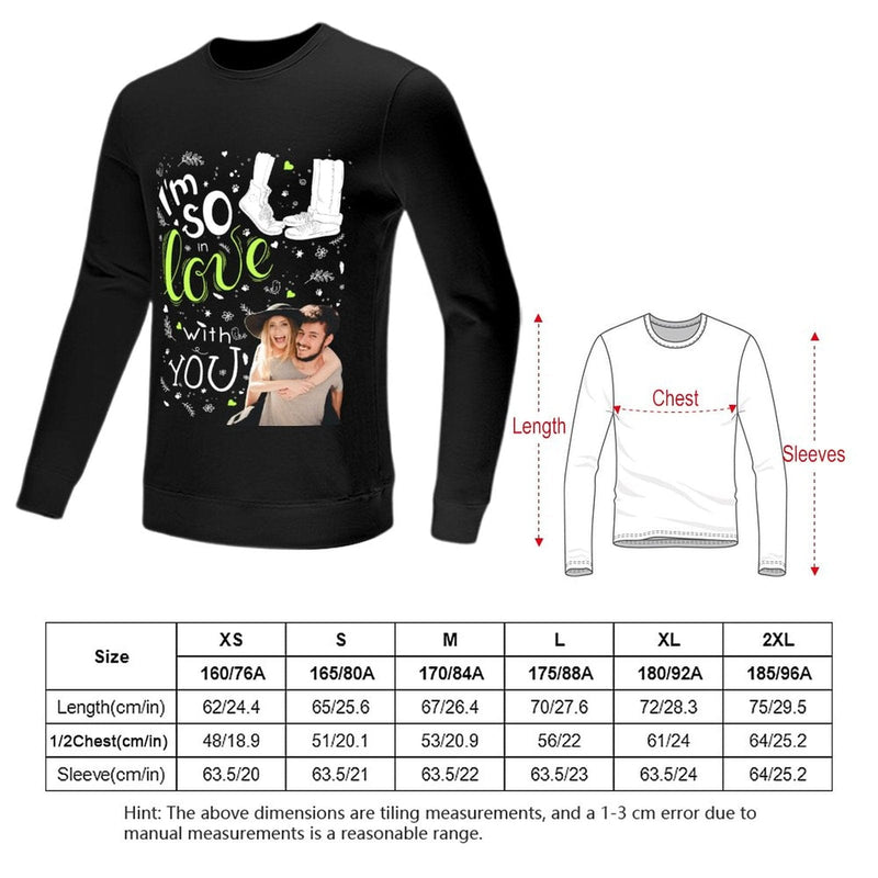 Custom Photo Couple Sweatshirt Personalized Love You Matching Loose Sweatshirt for Him and Her Unisex Couple Crewneck Long Sleeve T-shirt