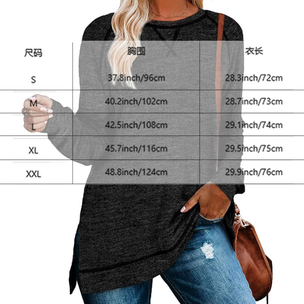 Personalized Women's Sweatshirt Long Sleeve Shirts With Face & Text On Lightweight Sweatshirts Side Split Tunic Tops